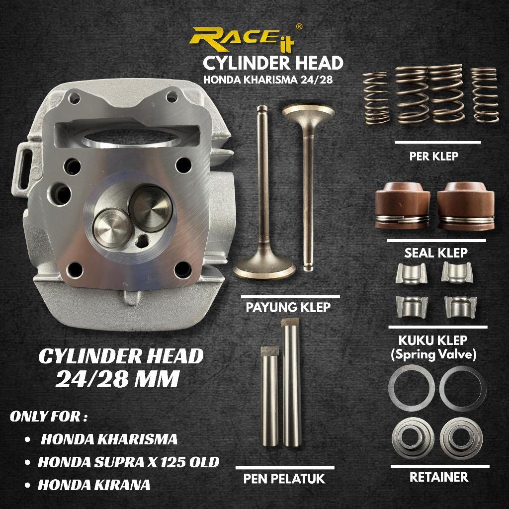 RACE IT Cylinder Head Honda Kharisma Supra X 125 Old Kirana 23/27 24/28 mm Blok Cylinder