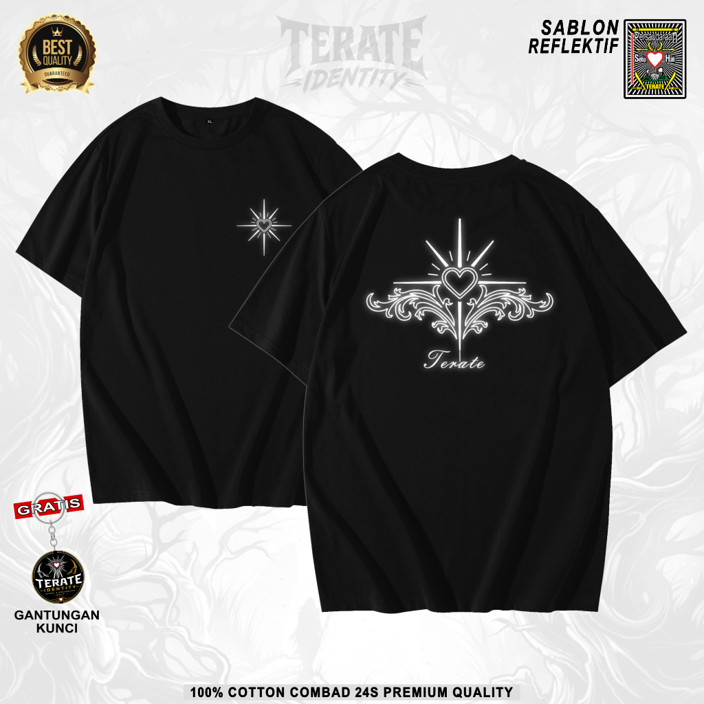 Baju Kaos Lengan panjang Lengan pendek PSHT TERATE Sablon Reflektif Menyala Premium T-shirt Batik Vi