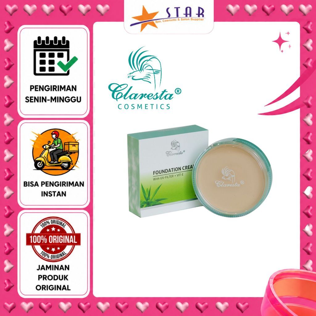 * STAR * Claresta Foundation Cream / Alas bedak Claresta (KARDUS HIJAU PUTIH)