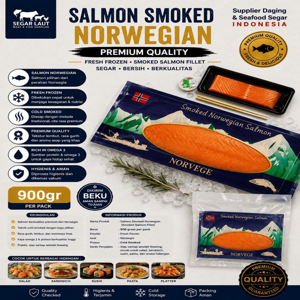 Salmon Smoked Norwegian | Frozed Smoked Salmon Fillet| Premium Quality