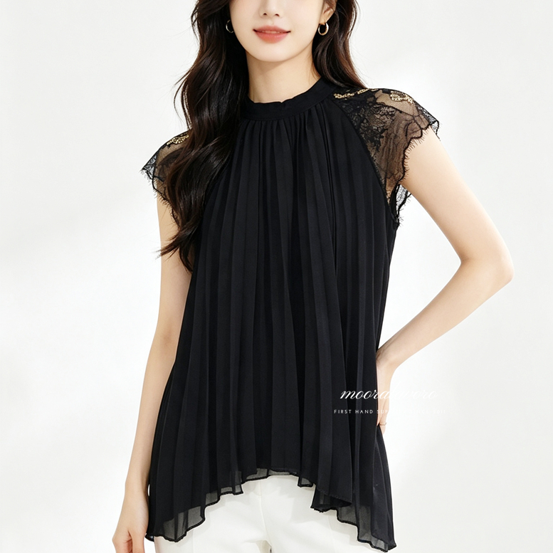NADYA CLASSY PLEATS LACE LOOSE TOP KOREAN STYLE READY BKK BANGKOK PREMIUM COLLECTION