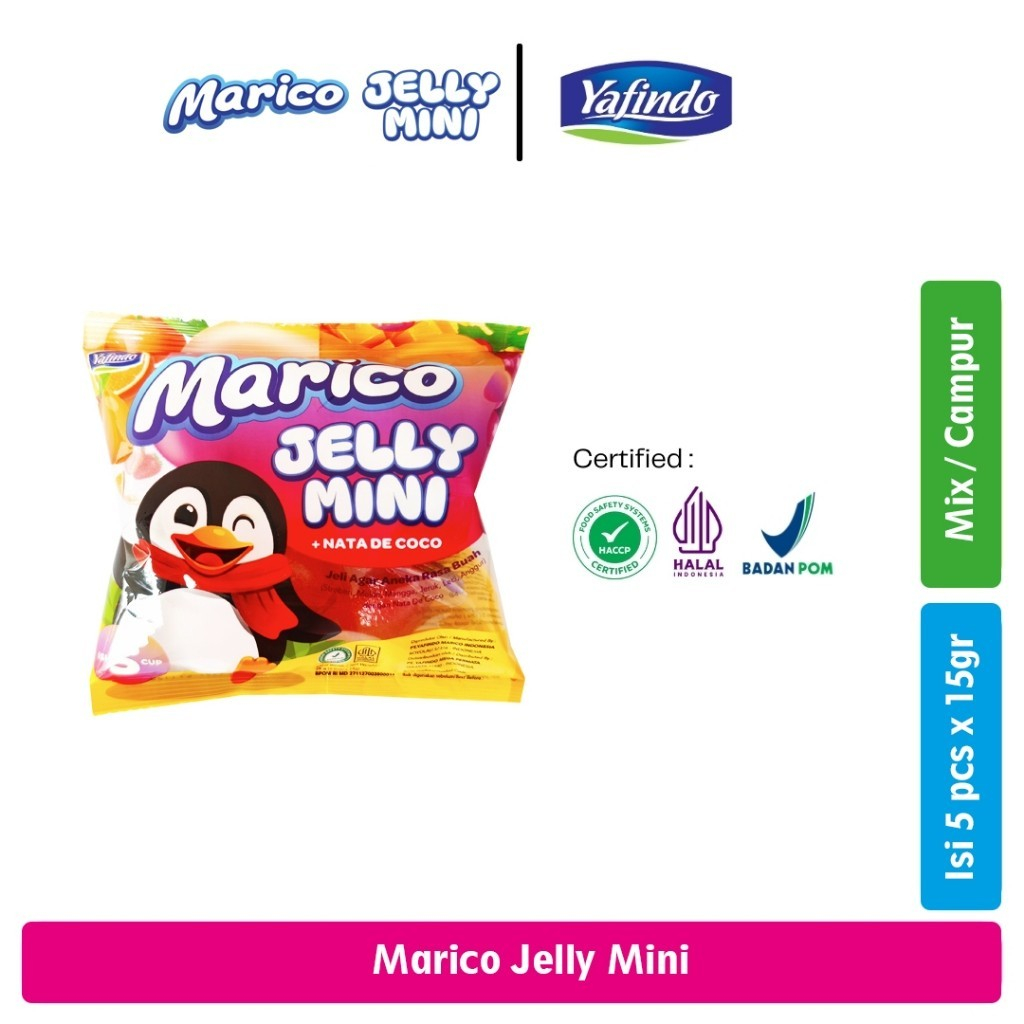 Marico Jelly Mini isi 5 Assorted, Mix Buah (Anggur, Strawberry, Jeruk, Melon, Leci, Mangga Madu) - 5