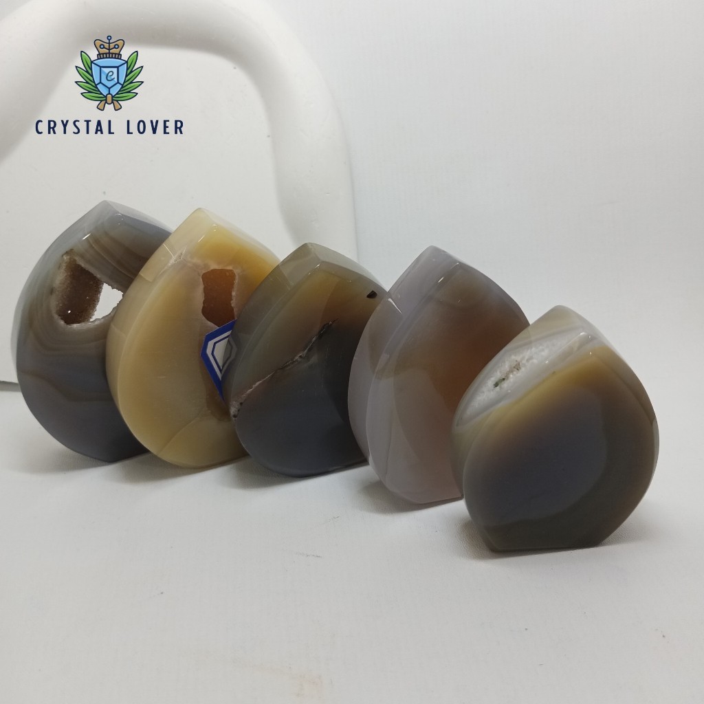 Natural Agate Freeform | Polished Agate Crystal Geode | Batu Agate Alami Premium | Crystal Decor | K