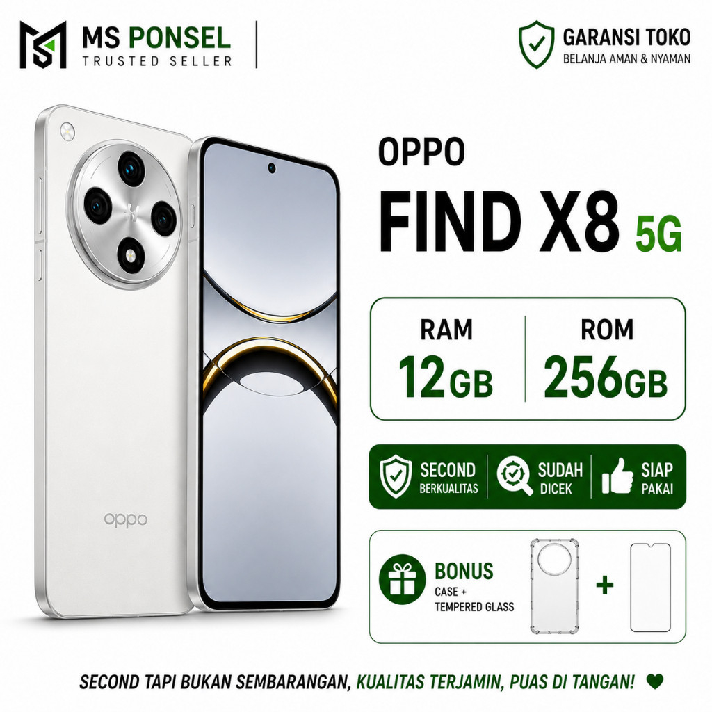 Oppo Find X8 5G 12/256GB Second Original Resmi Fullset