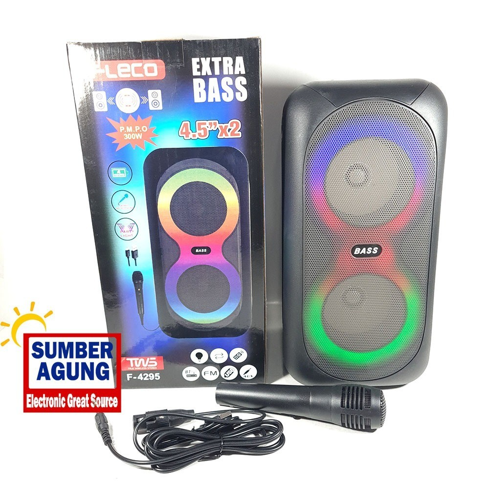 Fleco Speaker F4295 Speaker Bluetooth Portable Bonus Mic Kabel Suara Jernih Full Bass