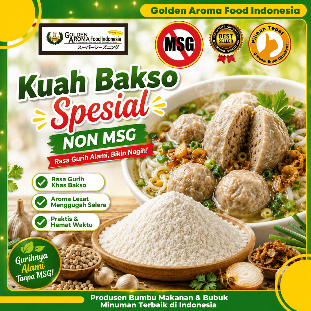 Bumbu Tabur Rasa Kuah Bakso Spesial Non MSG 1Kg Bubuk Baso Soup 1 Kg Premium Instan Kiloan Halal bua