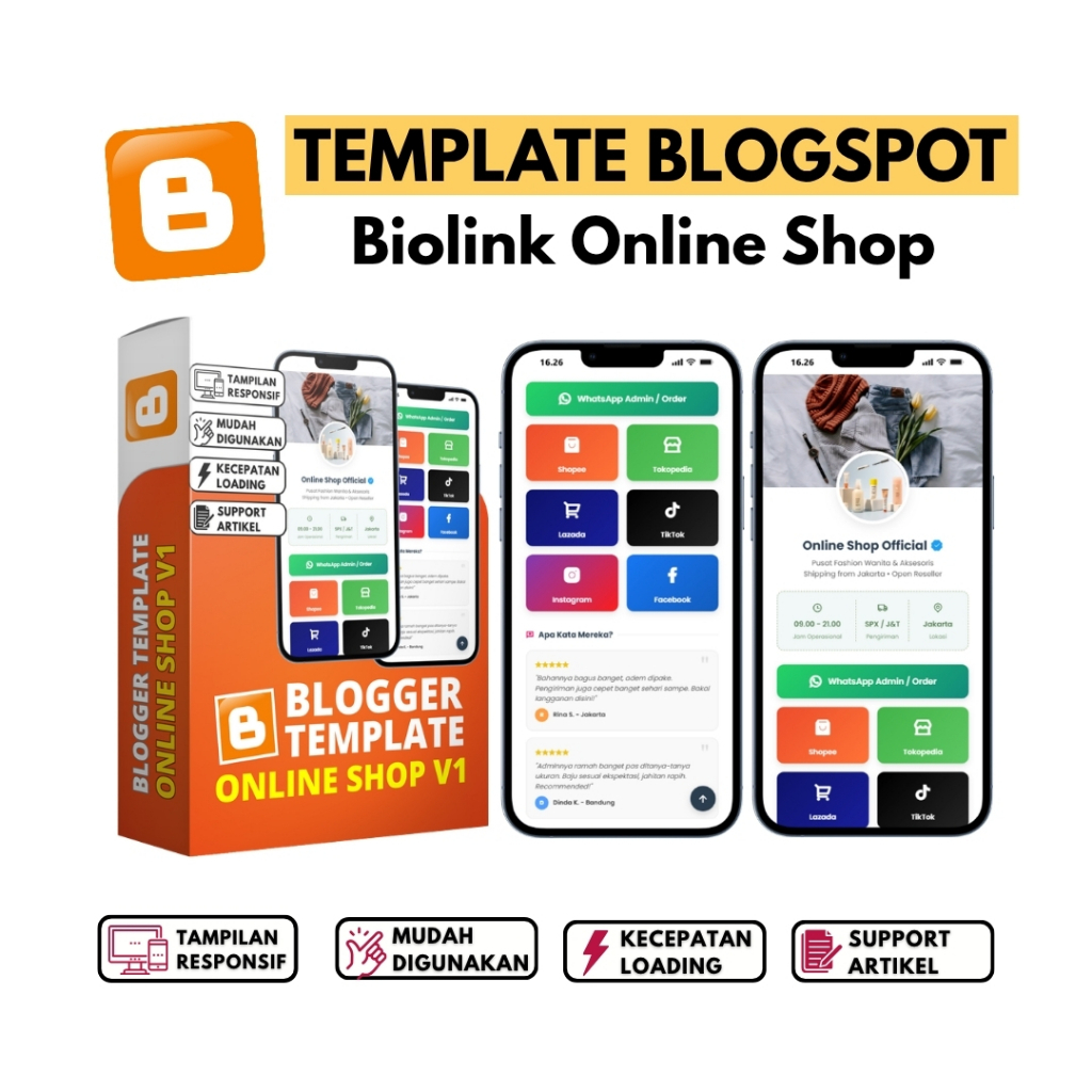 Template Blogger Biolink Online Shop V1 | Mudah Digunakan Lengkap Dengan Panduan & Update