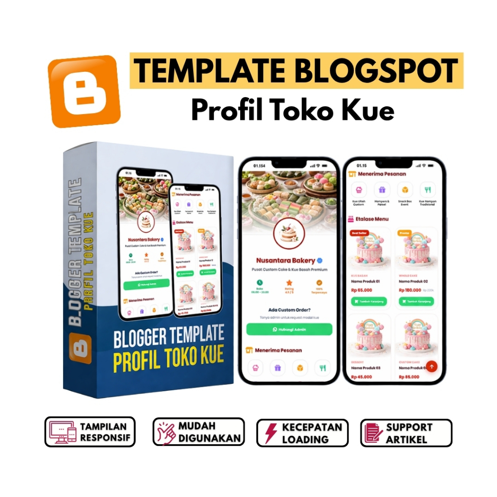 Template Blogspot Profil Toko Kue V1 | Mudah Digunakan Lengkap Dengan Panduan & Update
