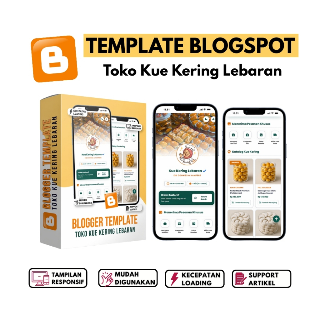 Template Blogspot Toko Kue Kering Lebaran V1 | Mudah Digunakan Lengkap Dengan Panduan & Update