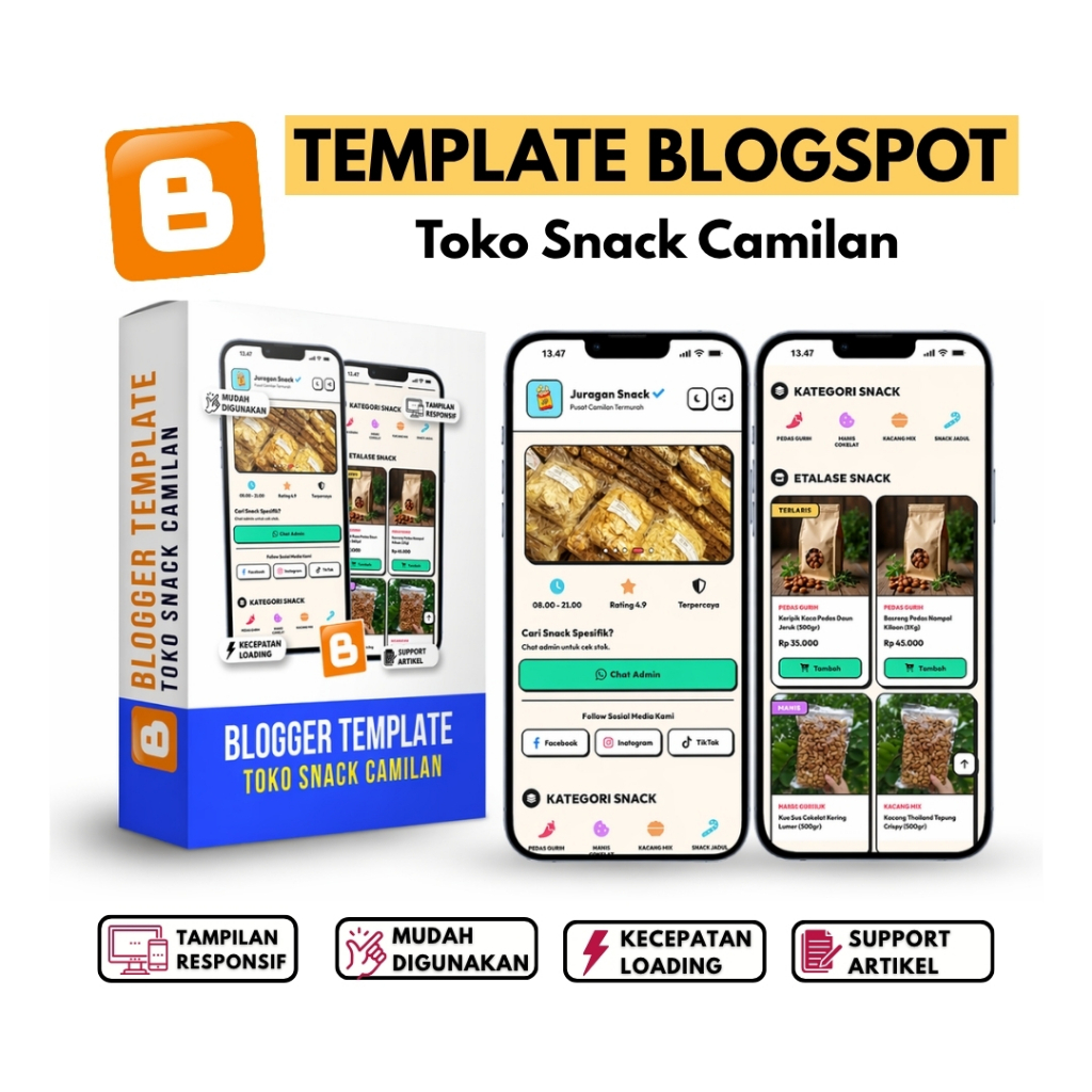 Template Blogspot Toko Snack Camilan V1 | Mudah Digunakan Lengkap Dengan Panduan & Update
