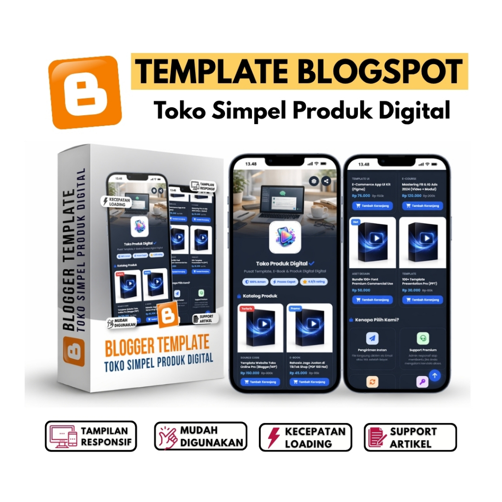 Template Blogspot Toko Simpel Produk Digital V1 | Mudah Digunakan Lengkap Dengan Panduan & Update