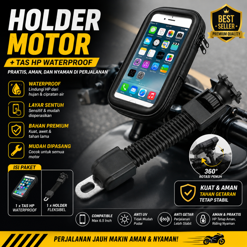 HOLDER MOTOR WATERPROOF / HOLDER MOTOR / HOLDER HANDPHONE / WATERPROOF