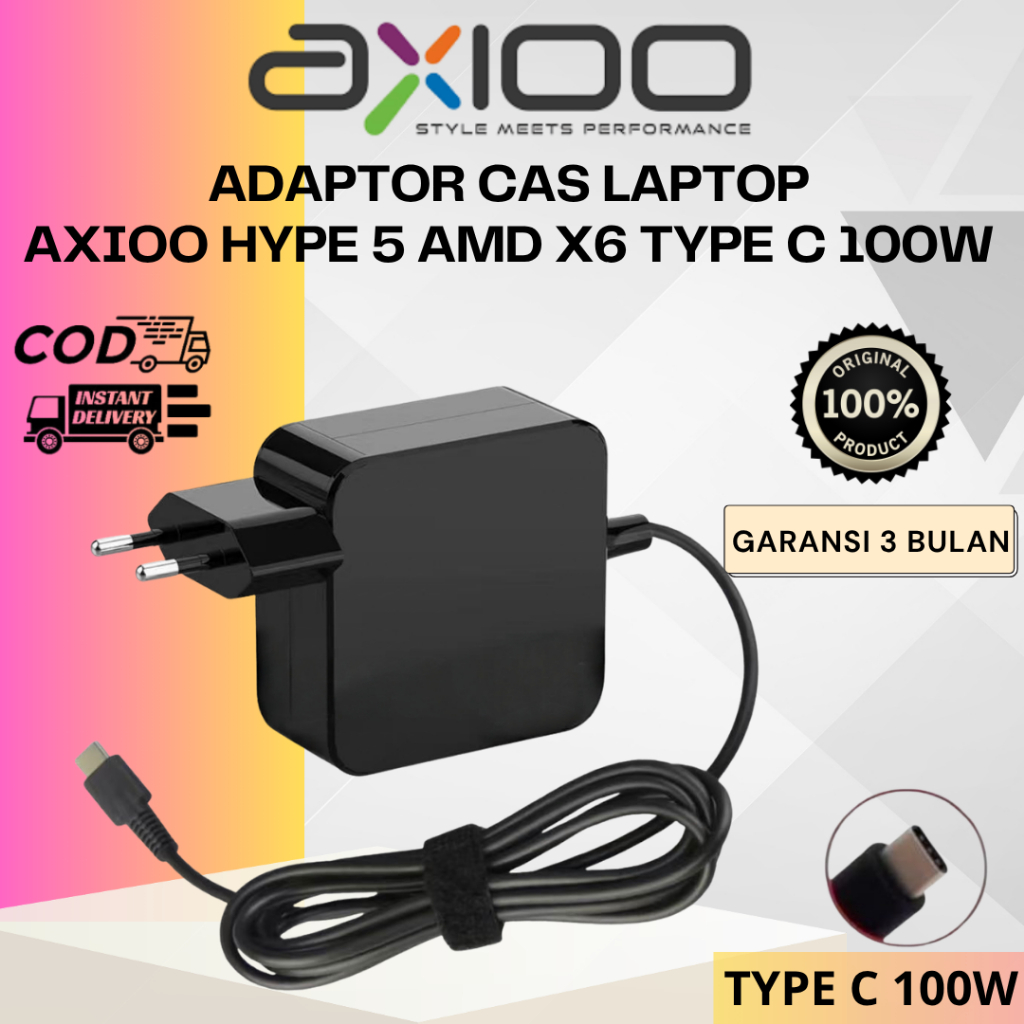 CAS CHARGER LAPTOP AXIOO TYPE C 100W GARANSI 3 BULAN TES LANGSUNG
