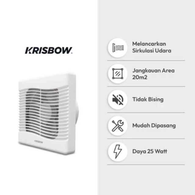 AZKO KRISBOW EXHAUST FAN DINDING DENGAN PULL CONTROL 8INCH PUTIH/AZKO KRISBOW WALL EXHAUST FAN 8INC 