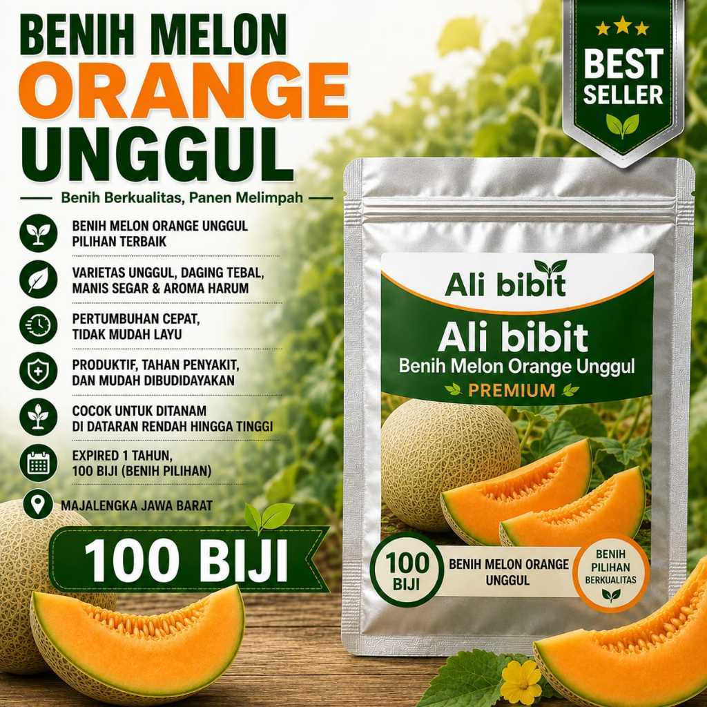 ( 100 Butir) Benih Biji unggul Melon Orange | Bibit Biji Melon Orange