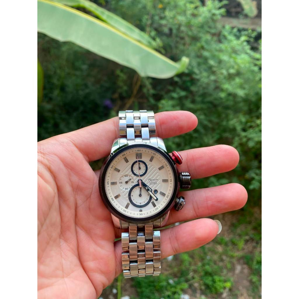 Jam Tangan Alexandre Christie Pria Original AC 6163 MC Chronograph Stainless