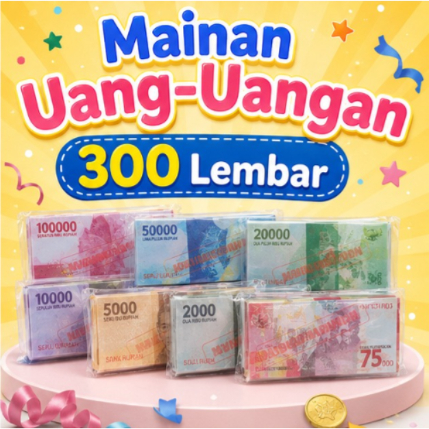 Mainan Uang-Uangan 300 Lembar Mirip Asli - Paket Uang Monopoli