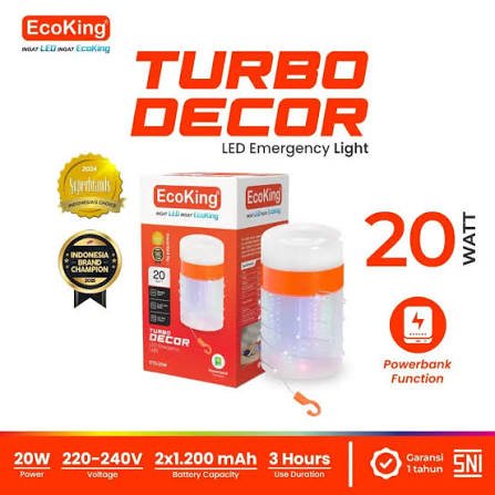 LED ECOKING emergency camping  TURBO DECOR RGB TUMBLER WARNA WARNI LAMPU HIAS EMERGENCY CAS