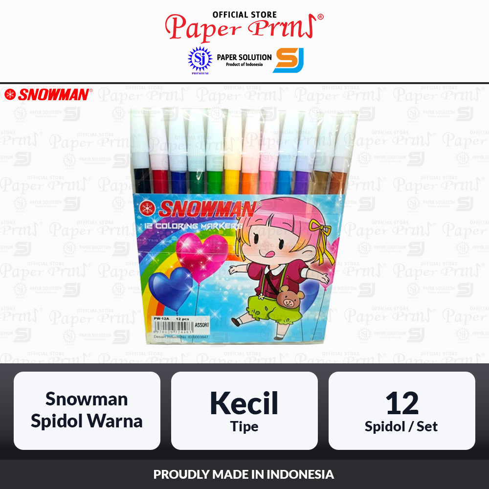 Marker Spidol Warna Snowman Ukuran Kecil 12 Warna - 1 Pack isi 12 Spidol