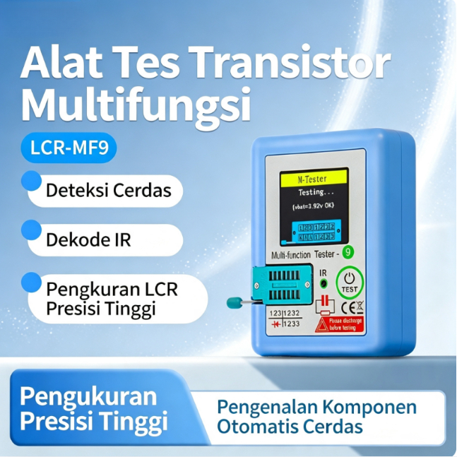 LCR-MF9 Alat Uji Transistor Multifungsi, Meter Digital LCR ESR, Alat Pengukur Kapasitor, Induktansi,