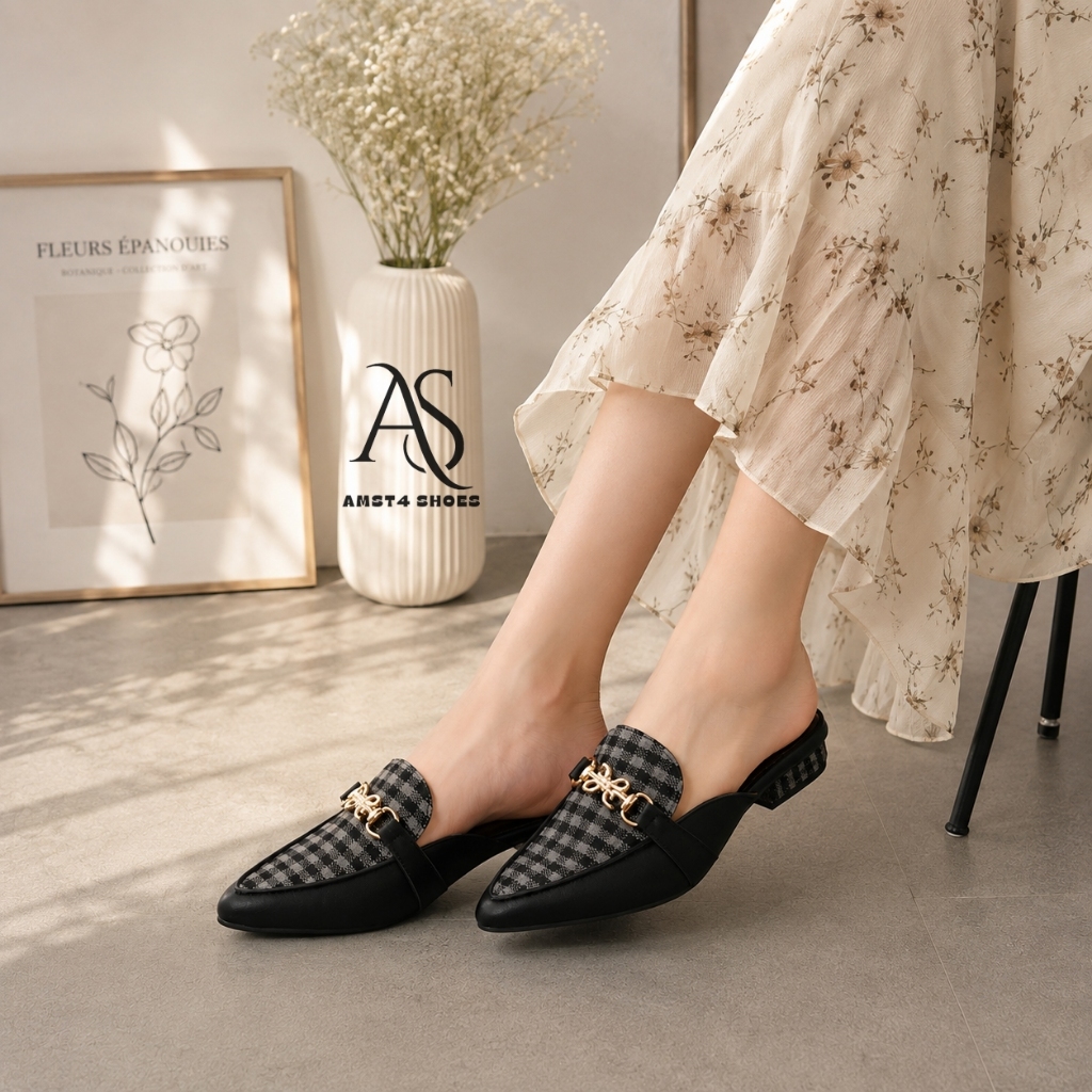 AS Sepatu Hak Mules Wanita Tinggi Hak 3 cm Yurma