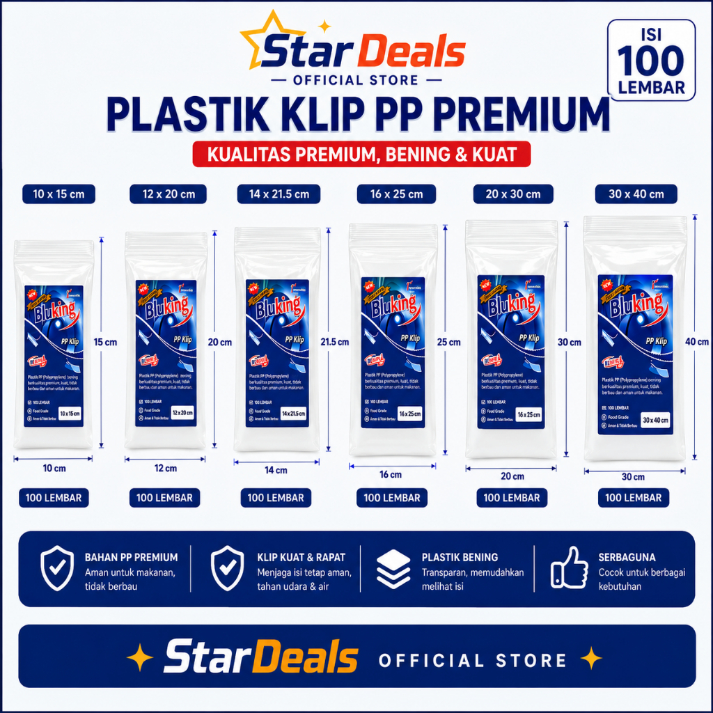 PLASTIK PP KLIP 20X30, PLASTIK PP KLIP 16X25, BLUKING 30X40 PLASTIK ZIPLOCK ZIPPER LOCK 10X15 12X20