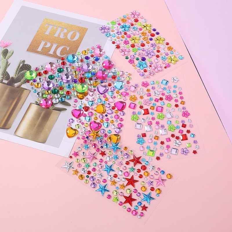 Diy Stiker Kristal Manik-Manik 3D Cantik / Stiker Manik Yang Bisa Tempel Di Muka Hp Dan Lainnya /