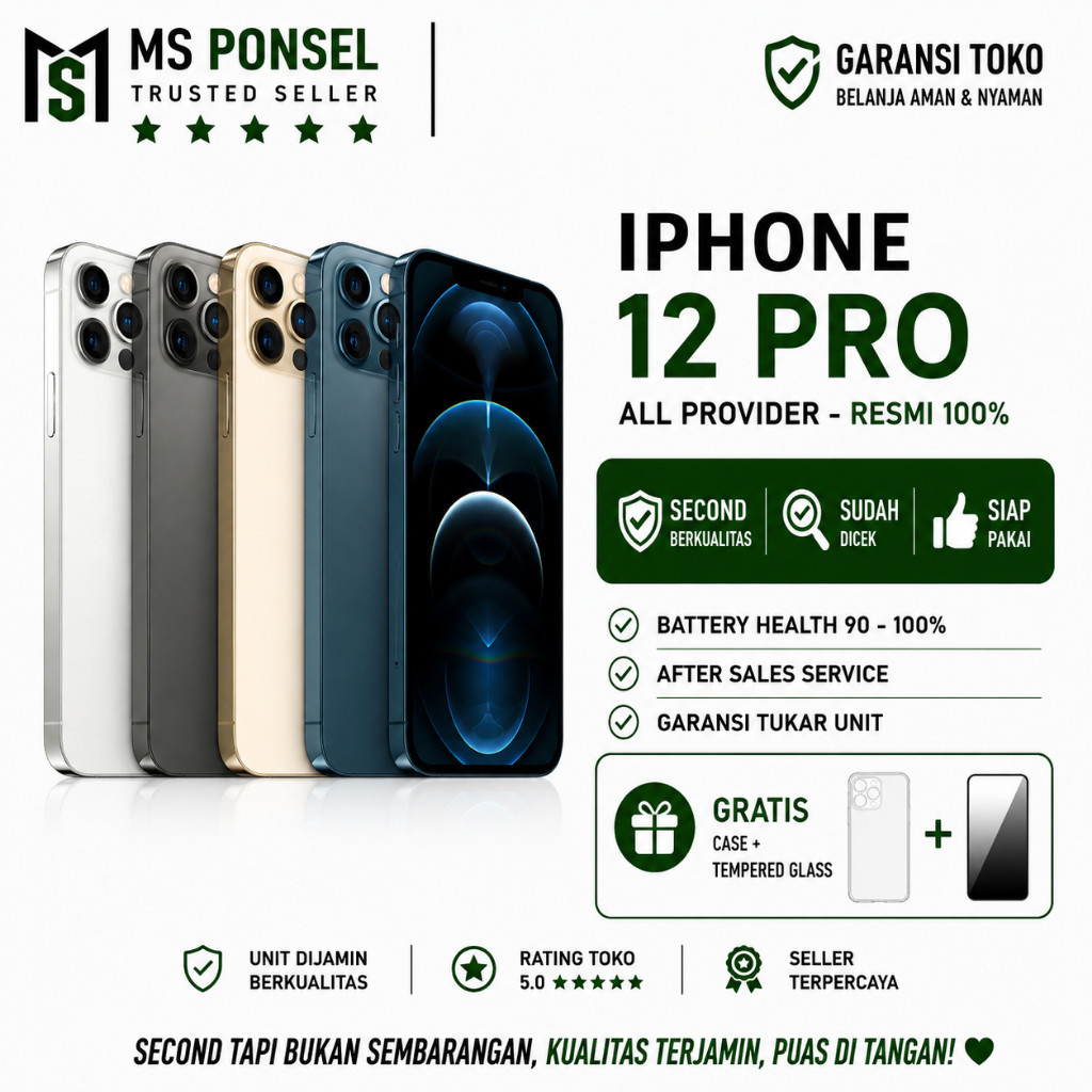 Iphone 12 Pro 512GB 256GB 128GB Second Original Resmi Fullset
