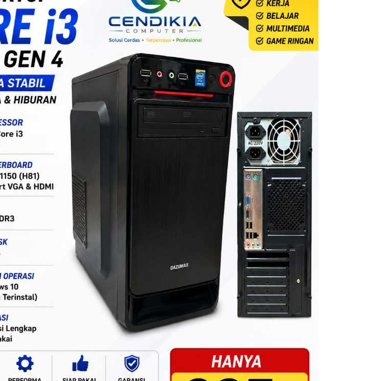 CPU core i3 soket 1150 ram 8gb