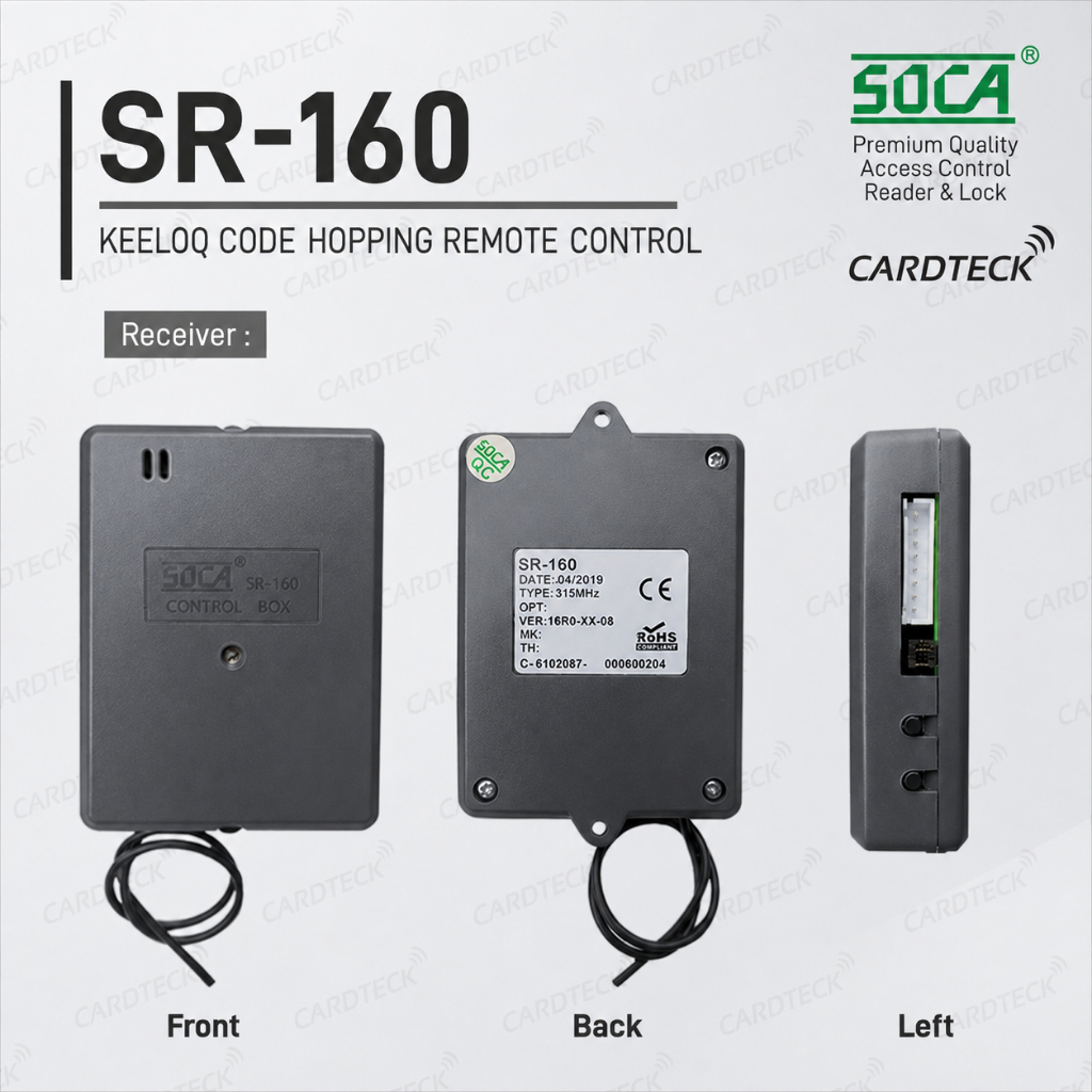 SOCA SR160 SR-160 KEELOQ Code Hopping Remote Control Receiver 315MHz 2 Relay 50M Access Control