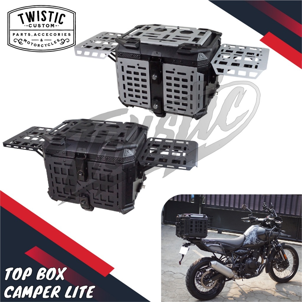 Top Box Pannier Tas Boks Bagasi Box Belakang Touring Camper Lite 45L 45 Liter Motor Himalayan Scram 