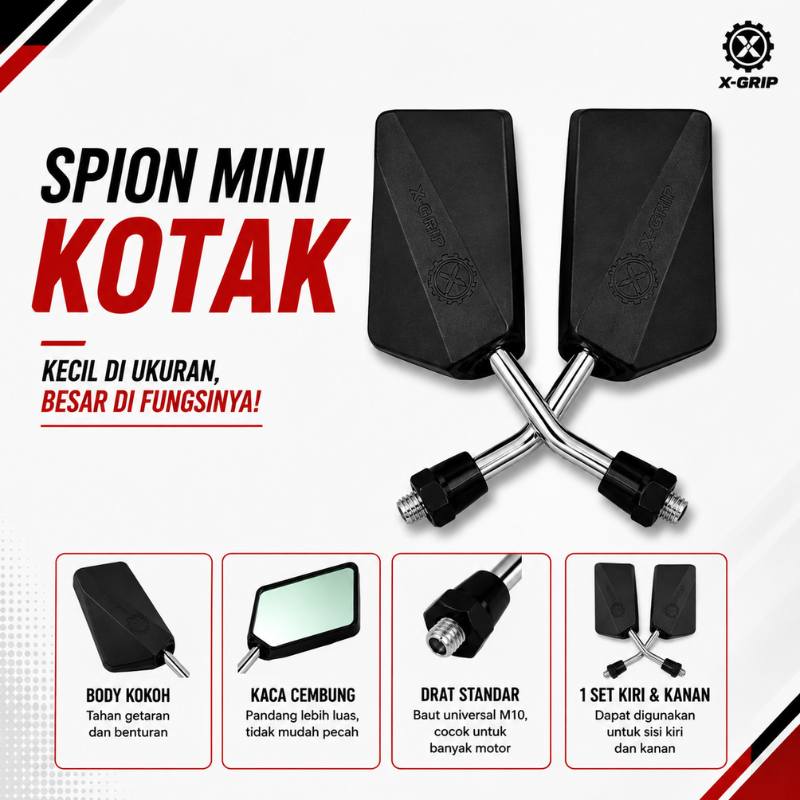 Spion Motor / Kaca Motor Mini Kecil Kotak Universal