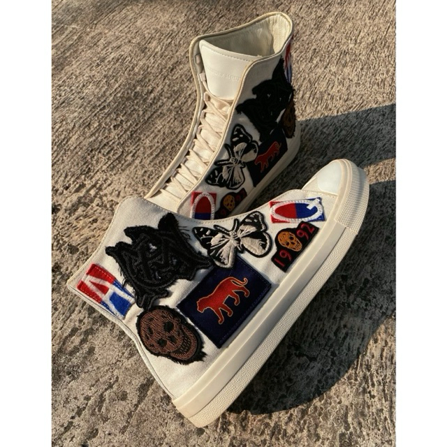 ALEXANDER MCQUEEN HIGH PATCHED - 100% AUTHENTIC - SEPATU SNEAKERS CASUAL BOOTS ITALY - SIZE 43,5