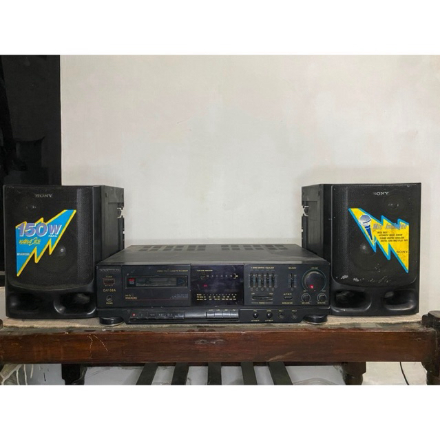 tape deck / tape player / karaoke ampli polytron DAT 58A + speaker sony fullset siap pakai fungsi no
