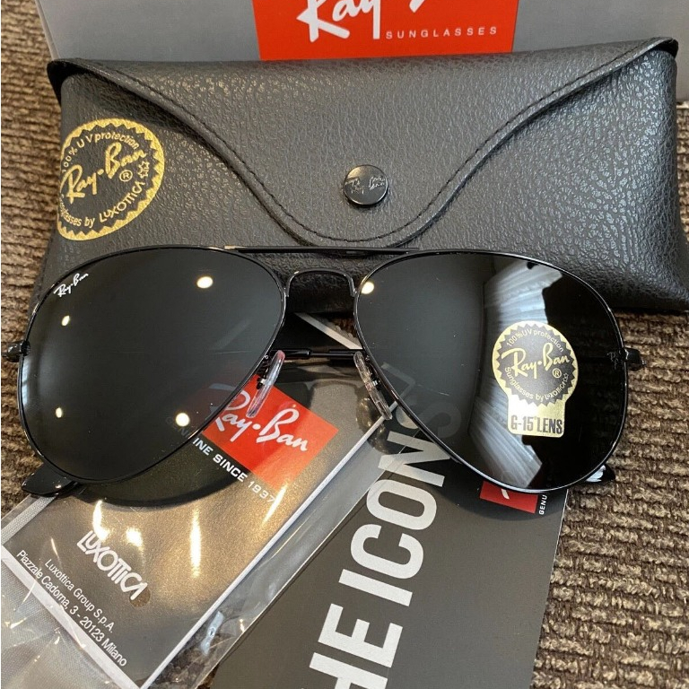 Kacamata Rayban Aviator RB3025 L2823 Black Lens Green Original