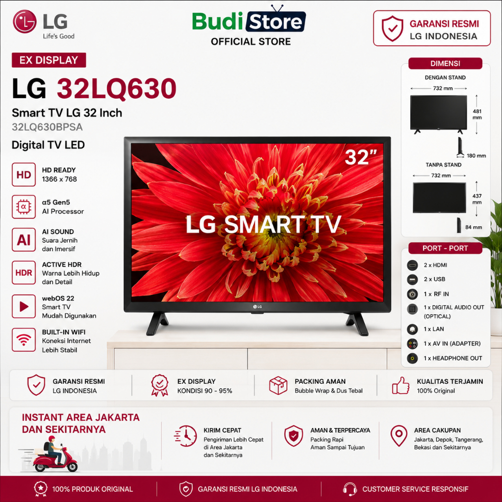 [EX DISPLAY] Smart TV LG 32 Inch 32LQ630 32LQ630BPSA Digital TV LED Garansi Resmi - Instant Area Jak