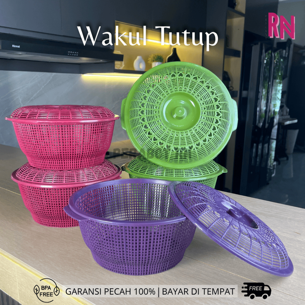 (50 pcs) WAKUL TUTUP HAJATAN / WAKUL TUTUP PLASTIK  / BASKOM NASI PLASTIK / BESEK NASI TUTUP HAJATAN
