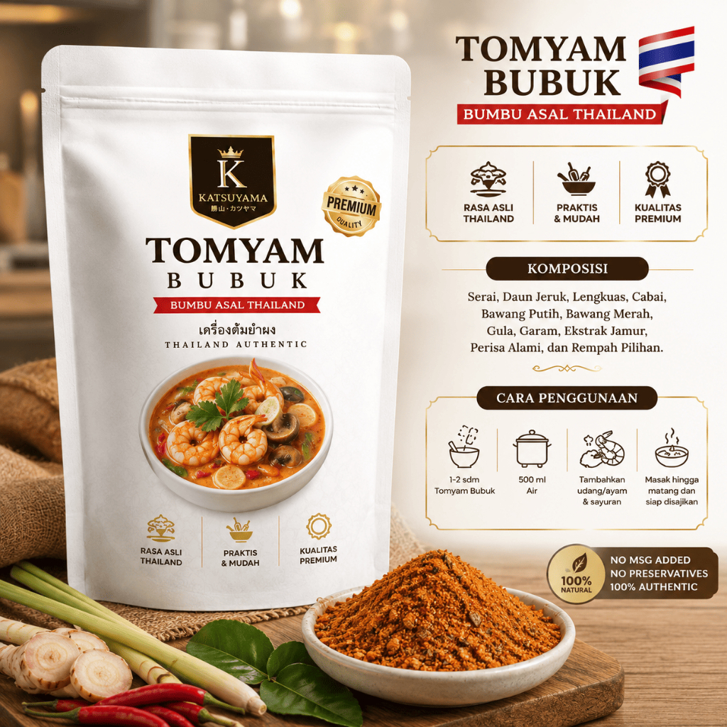 Tomyam Bubuk Katsuyama 50g | Bumbu Tom Yum Thailand Asli | Bumbu Kuah Tomyam Udang Seafood Pedas Asa