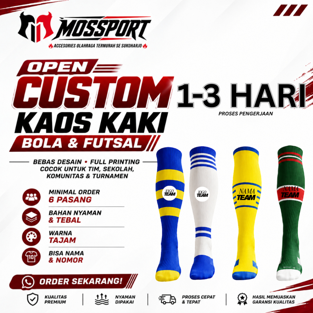 Custom Kaos Kaki Bola Futsal Anti Slip Panjang tebal Nyaman Di Pakai