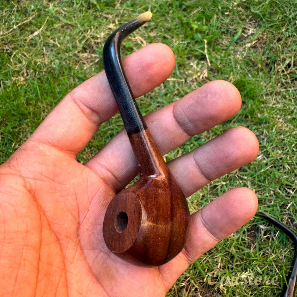 Pipa once model cangklong kecil model popeye bahan kayu sonokeling dan mahoni kombinasi stem tanduk 