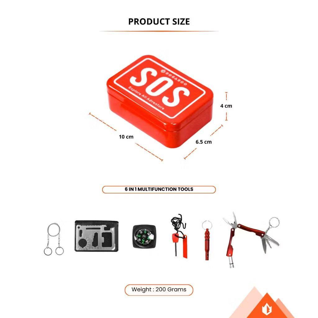 Survival Kit SOS 7 in 1 Emergency Tools Camping Outdoor - Alat Survival Bushcraft Multifungsi