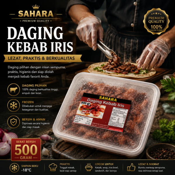 Daging Kebab Mateng Daging Iris 500 GR -Daging Kebab Sahara Slice Iris