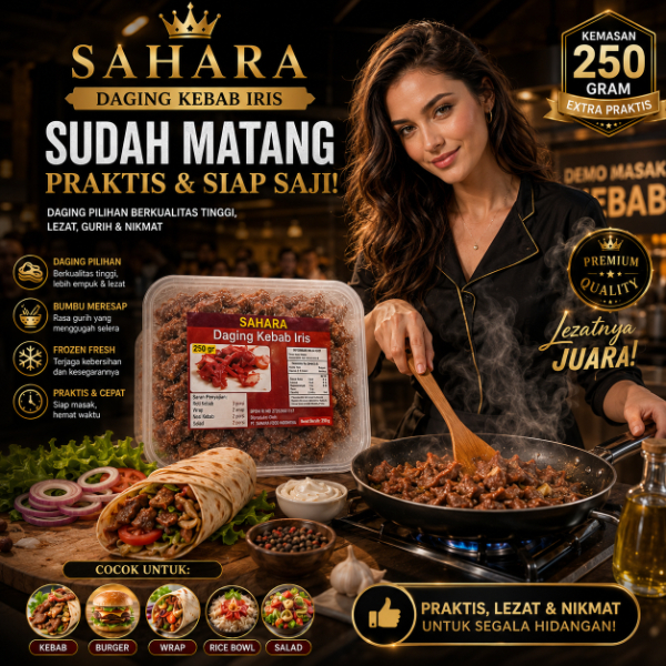 Daging Kebab Slice iris 250 gram - Daging Kebab Sahara Slice Iris