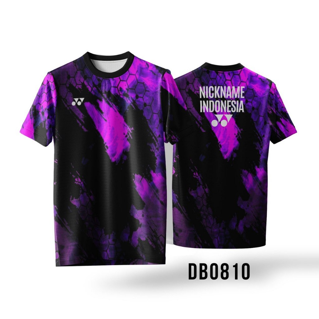 Jersey Badminton Yonex Ungu Hitam Splash Premium Custom Nama Free Print Nickname Indonesia