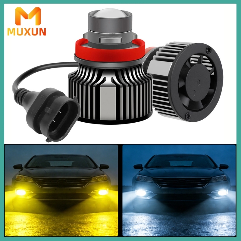 [Sepasang 2 Buah] Lampu LED 50W Super Terang H11 H8 H16 FOGLAMP Proyektor Mini Laser Mobil PROJIE Pu