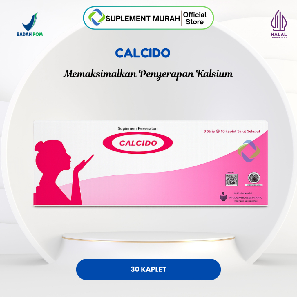 CALCIDO |KALSIUM GENERASI TERBARU DAN VITAMIN D3 | 1 BOX 30 CAPLET