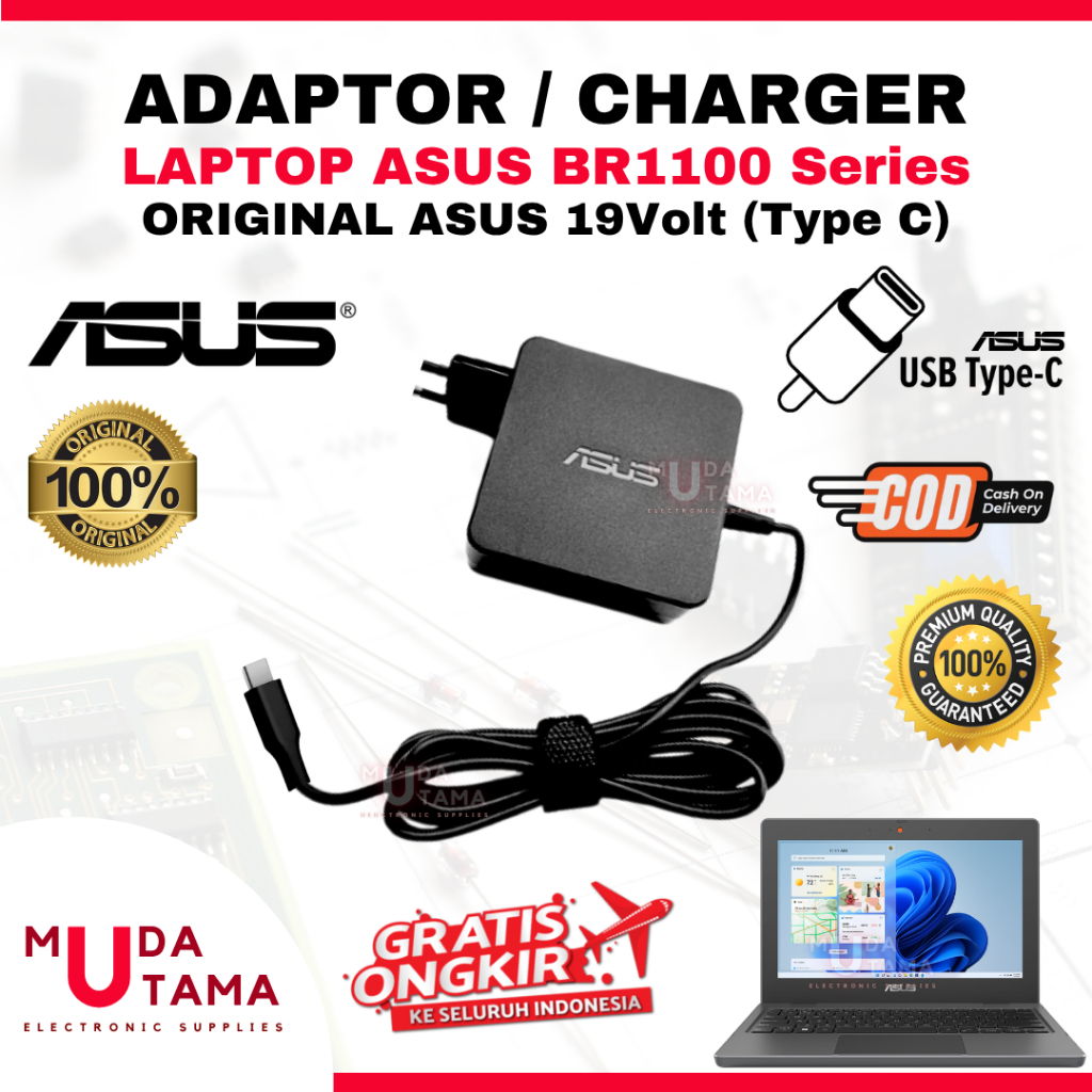 Adaptor Charger Laptop ASUS BR1100 Series USB Type C - Adaptor Laptop ASUS BR1100 Series - Adaptor C