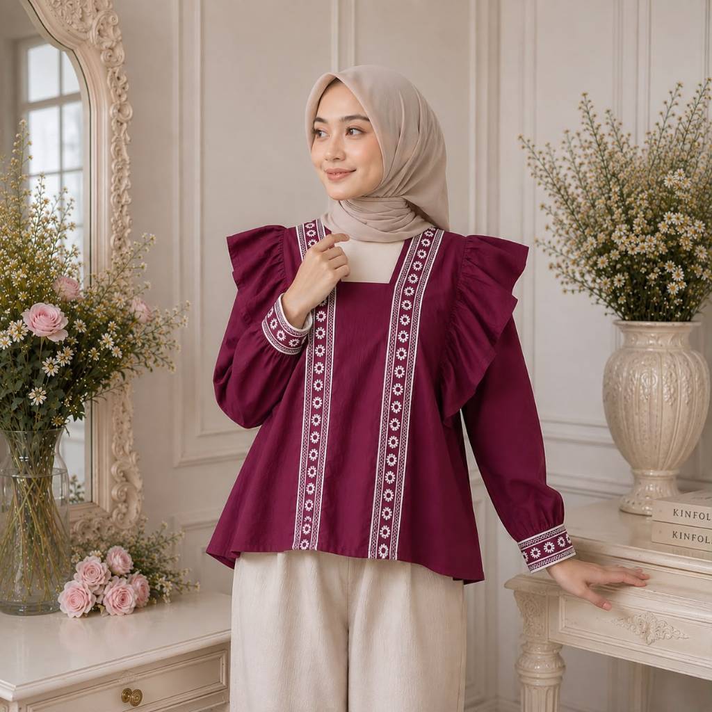 Ladyfemmes Melva Blouse Fashion Atasan Wanita Muslim