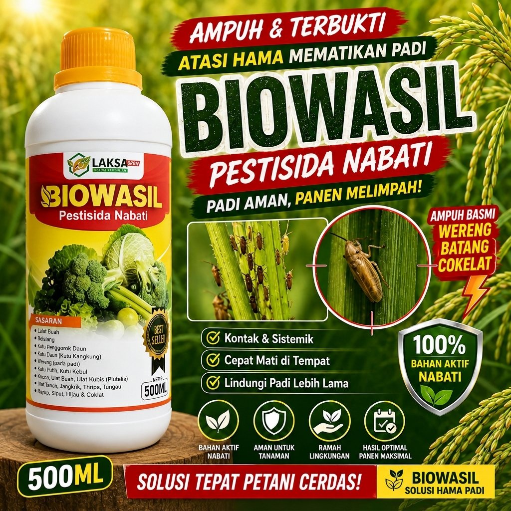BIOWASIL 500ML Obat Wereng Batang Cokelat Padi | Pestisida Nabati Pengendali Wereng Padi | Atasi Ham