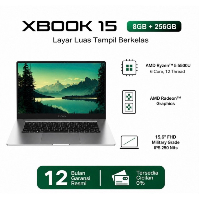 Laptop Infinix Xbook 15 Ryzen 5-5500U 8/255 Garansi Resmi